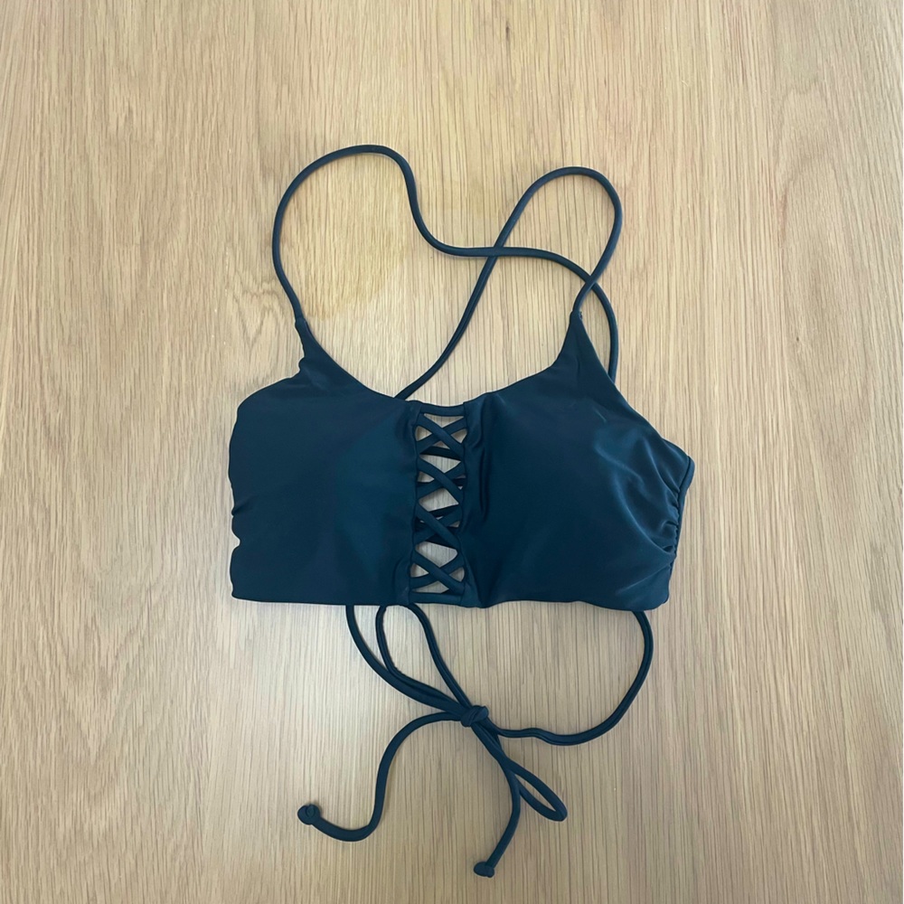 Express Black Bikini Top Scoop Neck Criss Cross Size XS